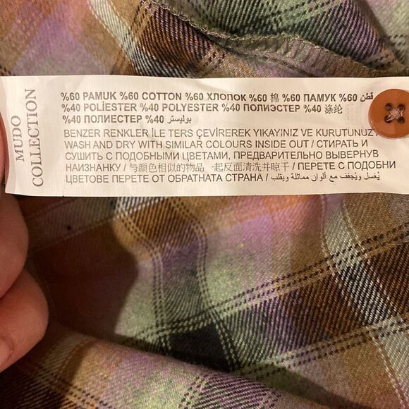 Plaid Ruffle Collar Blouse - Multicolor - Picture 6 of 6